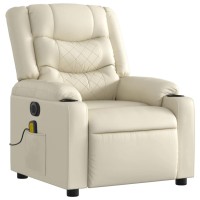 vidaXL Electric Massage Recliner Chair Cream Faux Leather