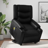 vidaXL Stand up Massage Recliner Chair Black Faux Leather