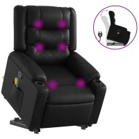 vidaXL Stand up Massage Recliner Chair Black Faux Leather