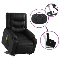 vidaXL Stand up Massage Recliner Chair Black Faux Leather