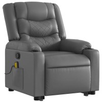 vidaXL Stand up Massage Recliner Chair Gray Faux Leather