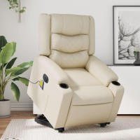 vidaXL Electric Stand up Massage Recliner Chair Cream Faux Leather