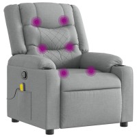 vidaXL Massage Recliner Chair Light Gray Fabric