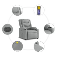 vidaXL Massage Recliner Chair Light Gray Fabric