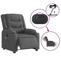 vidaXL Electric Massage Recliner Chair Dark Gray Fabric