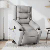 vidaXL Stand up Massage Recliner Chair Light Gray Fabric