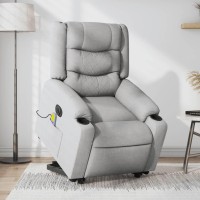 vidaXL Electric Stand up Massage Recliner Chair Light Gray Fabric