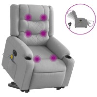 vidaXL Electric Stand up Massage Recliner Chair Light Gray Fabric