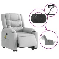 vidaXL Electric Stand up Massage Recliner Chair Light Gray Fabric