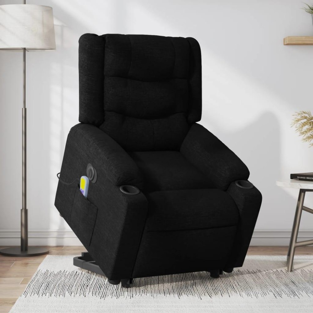 vidaXL Electric Stand up Massage Recliner Chair Black Fabric