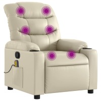 Vidaxl Massage Recliner Chair Cream Faux Leather