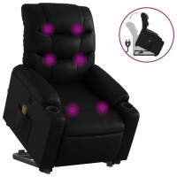 vidaXL Stand up Massage Recliner Chair Black Faux Leather