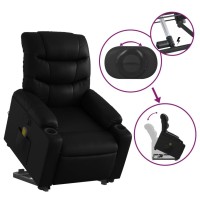 vidaXL Stand up Massage Recliner Chair Black Faux Leather