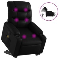 vidaXL Electric Stand up Massage Recliner Chair Black Faux Leather