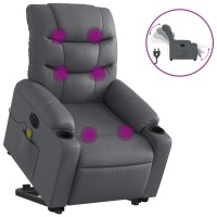 vidaXL Electric Stand up Massage Recliner Chair Gray Faux Leather