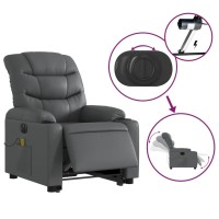 vidaXL Electric Stand up Massage Recliner Chair Gray Faux Leather