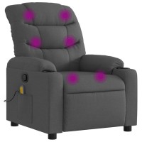 Vidaxl Massage Recliner Chair Dark Gray Fabric