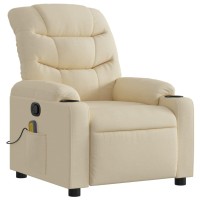 vidaXL Massage Recliner Chair Cream Fabric