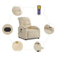 vidaXL Massage Recliner Chair Cream Fabric