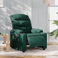 Vidaxl Electric Massage Recliner Chair Dark Green Fabric