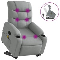 vidaXL Stand up Massage Recliner Chair Light Gray Fabric