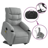 vidaXL Stand up Massage Recliner Chair Light Gray Fabric