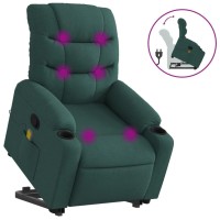 vidaXL Stand up Massage Recliner Chair Dark Green Fabric