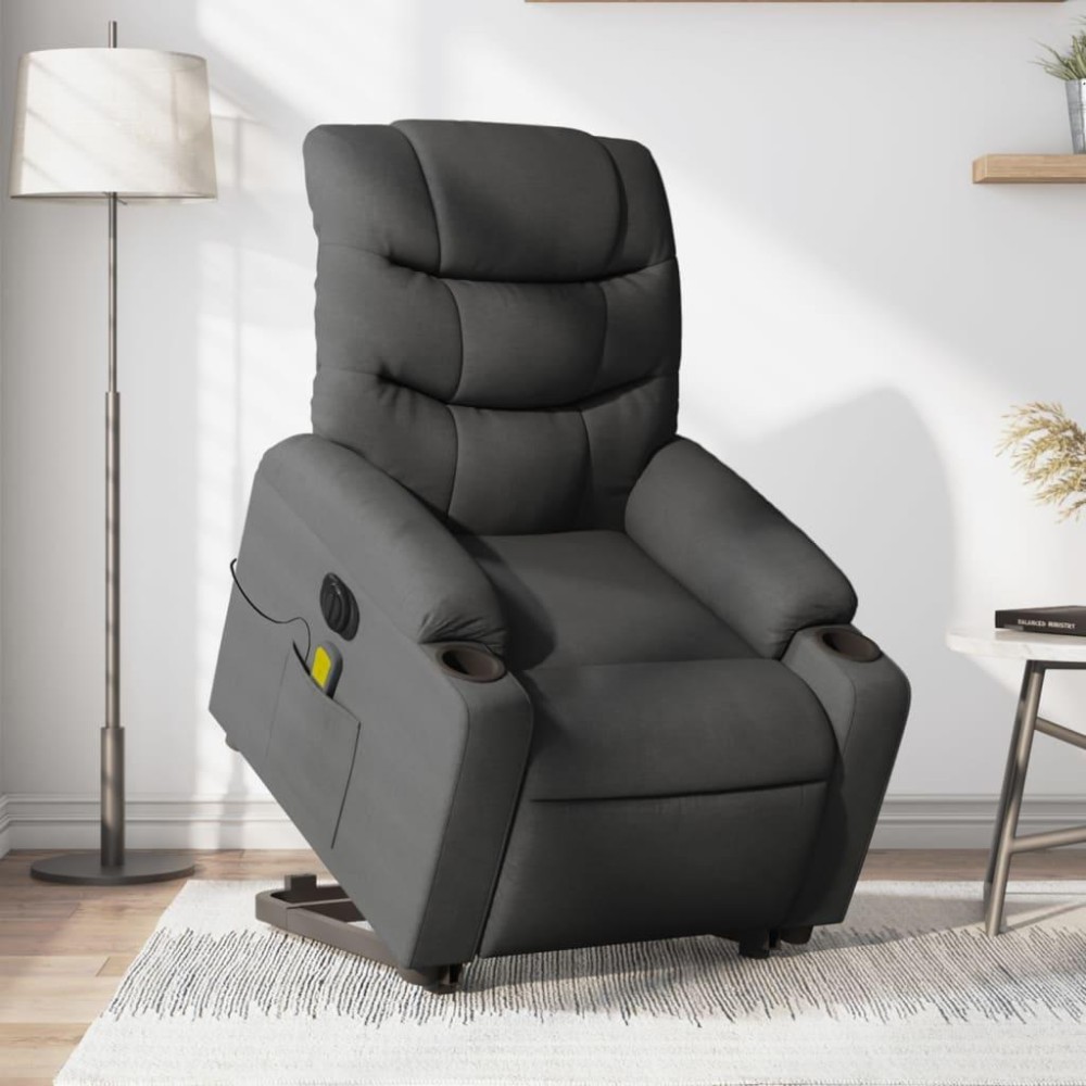 vidaXL Electric Stand up Massage Recliner Chair Dark Gray Fabric