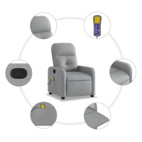 vidaXL Massage Recliner Chair Light Gray Fabric