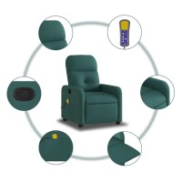 vidaXL Massage Recliner Chair Dark Green Fabric