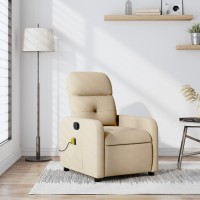 vidaXL Massage Recliner Chair Cream Fabric