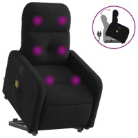 Vidaxl Stand Up Massage Recliner Chair Black Fabric