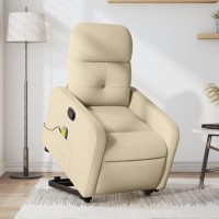 vidaXL Stand up Massage Recliner Chair Cream Fabric