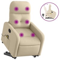 vidaXL Stand up Massage Recliner Chair Cream Fabric