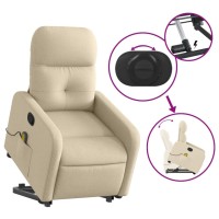 vidaXL Stand up Massage Recliner Chair Cream Fabric