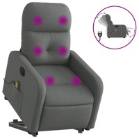 Vidaxl Electric Stand Up Massage Recliner Chair Dark Gray Fabric