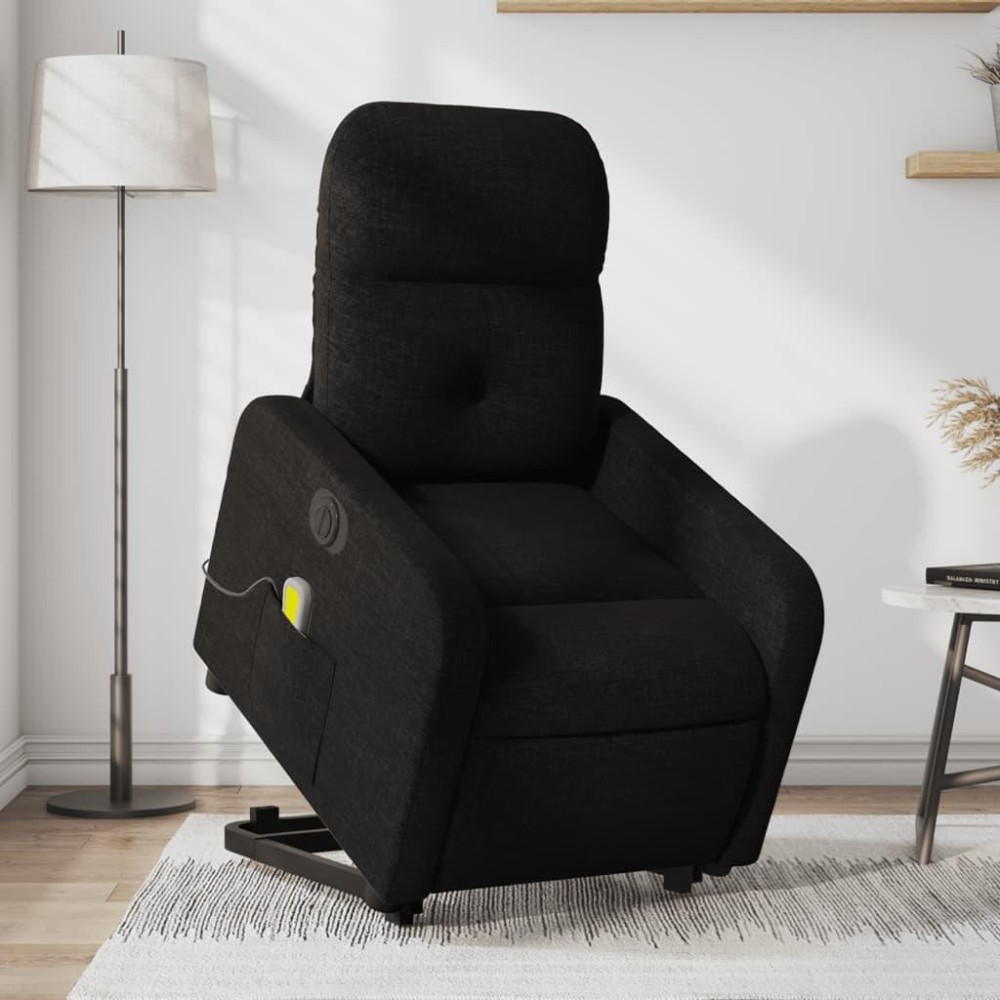 vidaXL Electric Stand up Massage Recliner Chair Black Fabric