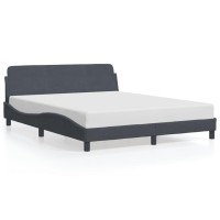 vidaXL Bed Frame with Headboard Dark Gray 59.8