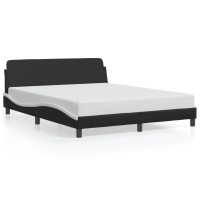 vidaXL Bed Frame with Headboard Black and White 59.8