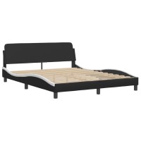 vidaXL Bed Frame with Headboard Black and White 59.8