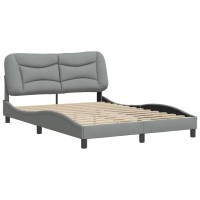 vidaXL Bed Frame with Headboard Light Gray 53.9