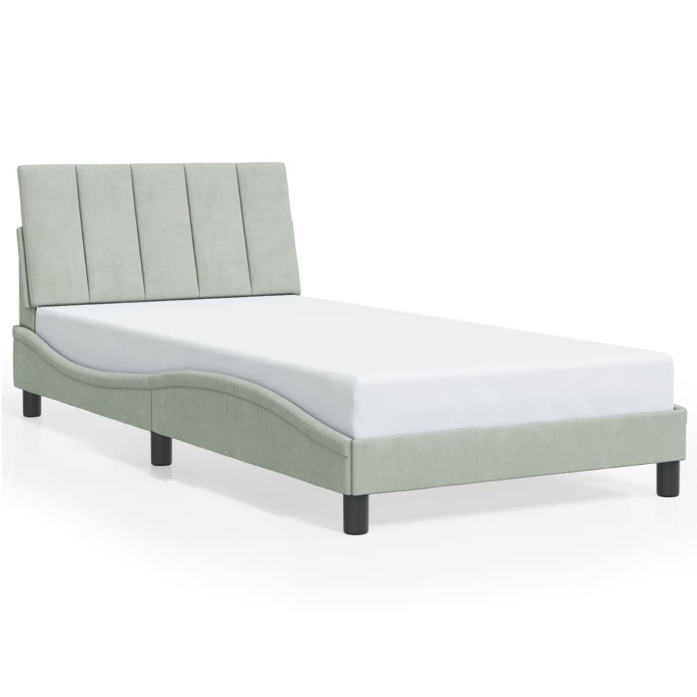 vidaXL Bed Frame with Headboard Light Gray 39.4