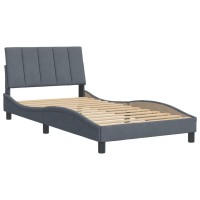 vidaXL Bed Frame with Headboard Dark Gray 39.4