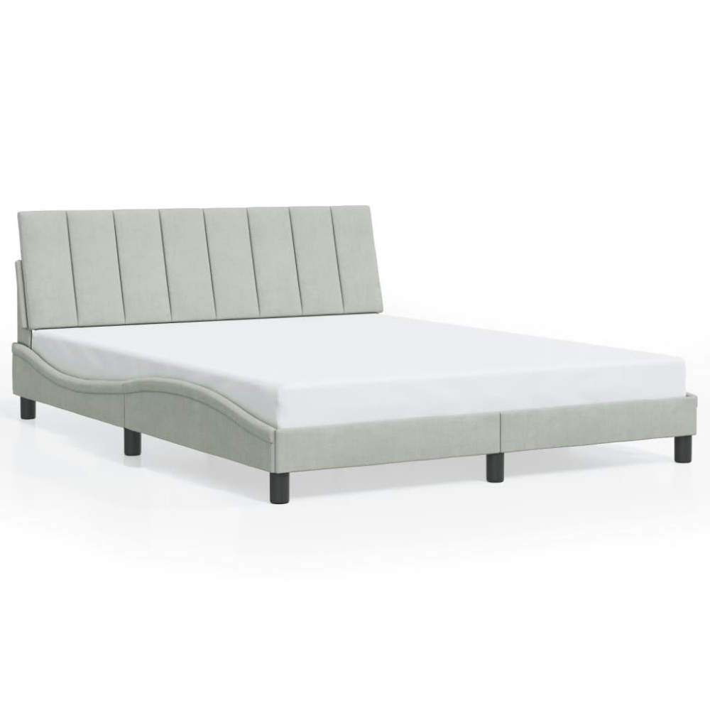 vidaXL Bed Frame with Headboard Light Gray 59.8