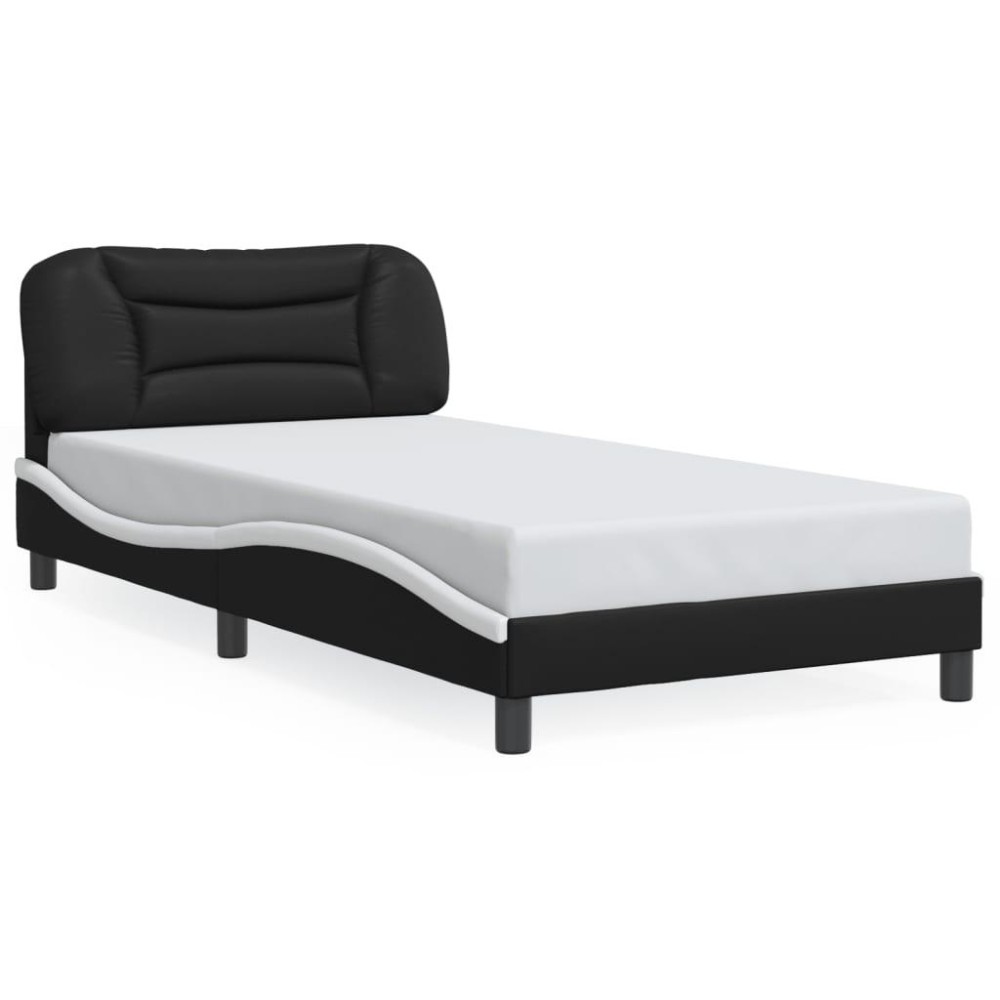 vidaXL Bed Frame with Headboard Black and White 39.4