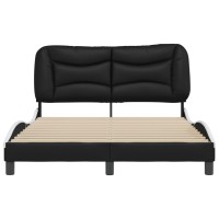 vidaXL Bed Frame with Headboard Black and White 53.9