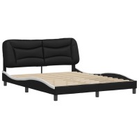 vidaXL Bed Frame with Headboard Black and White 59.8