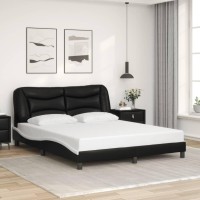 vidaXL Bed Frame with Headboard Black and White 59.8