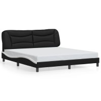 vidaXL Bed Frame with Headboard Black and White 76