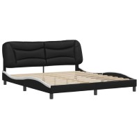 vidaXL Bed Frame with Headboard Black and White 76